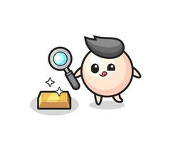 pearl character is checking the authenticity of the gold bullion vector