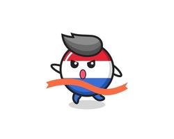 cute netherlands flag badge illustration is reaching the finish vector