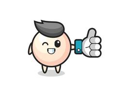 cute pearl with social media thumbs up symbol vector