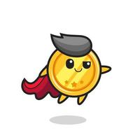 cute medal superhero character is flying vector