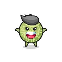 the illustration of cute melon fruit doing scare gesture vector