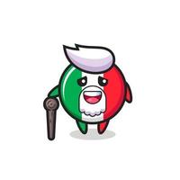 cute italy flag grandpa is holding a stick vector