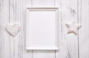 White frame with heart and star photo