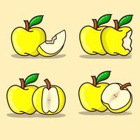 conjunto de manzana amarilla paquete aislado ilustración vectorial. manzanas amarillas vector