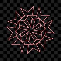 Red abstract circle mandala with shiny neon effect vector
