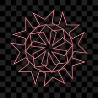 Red abstract circle mandala with shiny neon effect vector