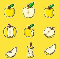 Yellow apple set bundle isolated vector illustration. yellow apples