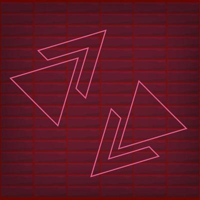 Red neon effect arrow with dark brick and shine bright effect