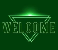 Welcome sign green neon effect isolated vector signboard neon box