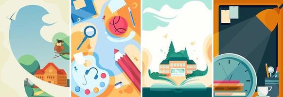 Set of school posters. Flyer templates in different designs. vector