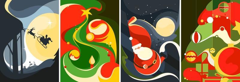 Collection of Christmas posters. Different postcard templates.