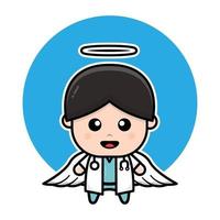 Cute angel doctor cartoon character vector