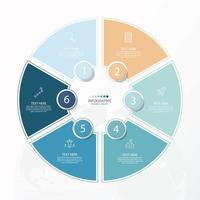 Basic circle infographic template with 6 steps vector