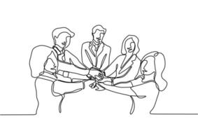 Group of people continuous one line drawing celebration and discussion vector