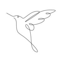 dibujo de una línea de dibujo minimalista de colibrí vector