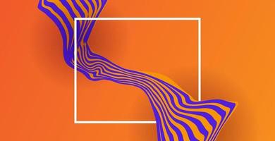 Trendy liquid abstract background with frame on orange color. vector