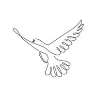 Continuous line drawing bird fly with hand drawn minimalist vector