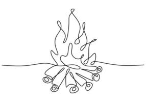 Campfire one continuous line drawing vector