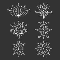 Tribal decorative element drawing set vector