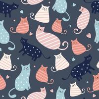 Cute cat seamless pattern with colorful nursery background vector