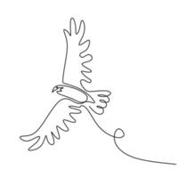 drawing eagle bird flying continuous one line vector