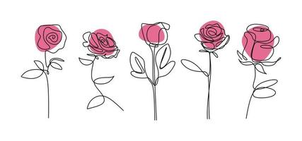 rosa flor dibujo lineal continuo minimalismo floral botánico vector