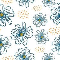 Flowers seamless pattern with hand drawn vintage style. vector
