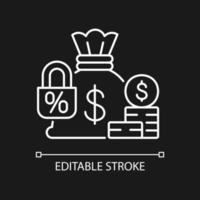 Fixed deposit white linear icon for dark theme vector