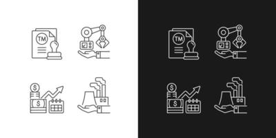Long term business investments linear icons set vector