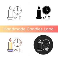 Candle burn time limit manual label icon vector