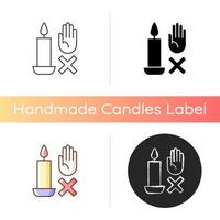 Never touch burning candle manual label icon vector