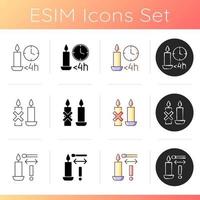 Candle safety regulations manual label icons set vector