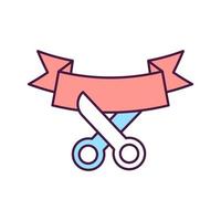 Cutting ribbon RGB color icon vector