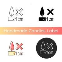 Burning candles correctly manual label icon vector