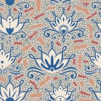 Lotus drawing seamless pattern vector