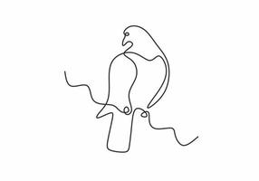 Dove or pigeon bird continuous one line drawing minimalism style. vector