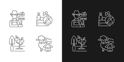Agriculture and farming linear icons set for dark and light mode vector