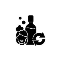 Refillable shampoo bottle black glyph icon vector