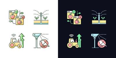 Automated systems in agriculture light and dark color icons set vector