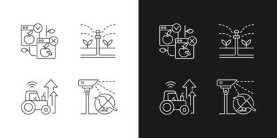 Agricultural innovations linear icons set for dark and light mode vector