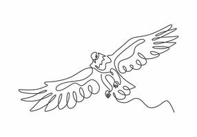 Continuous one line drawing of eagle or hawk bird vector, vector