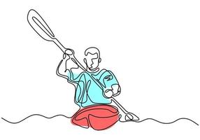 Continuous one line drawing of Canoe sport player Athlete vector