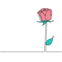 Continuous one line drawing of rose flower minimalism design vector