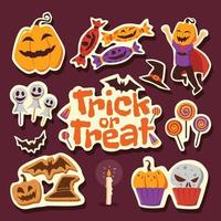 Halloween Trick or Treat Sticker Set vector