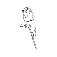 Continuous one line drawing rose flower minimalist design vector