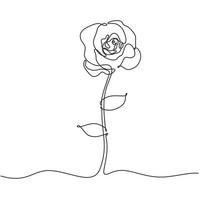Rose one line drawing flower beauty hand drawn minimalism vector