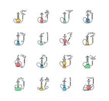 Hookah with odor RGB color icons set vector