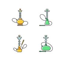 Hookah rgb conjunto de iconos de color amarillo y verde vector