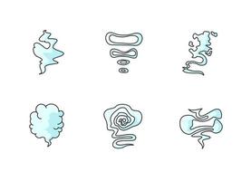 Odor RGB blue color icons set vector