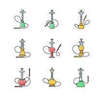 Hookah RGB color icons set vector